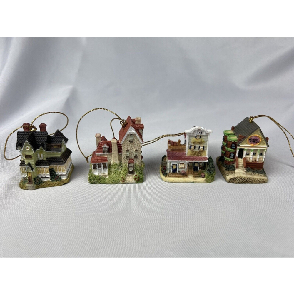 Vintage International Resourcing Miniature House Cottage Ornament Lot Of 4 EUC